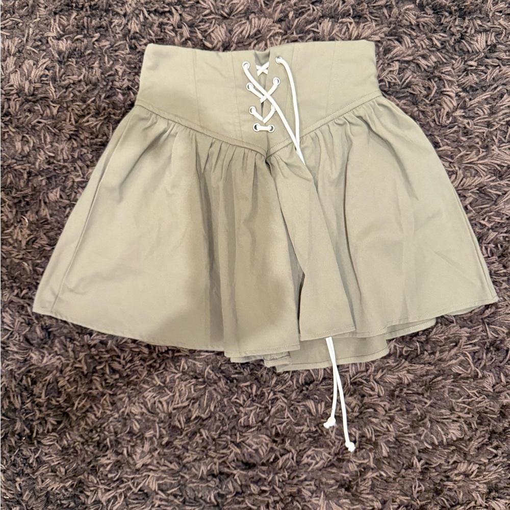 SHEIN Lace-Up Green Skirt